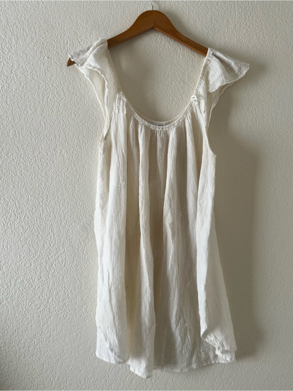 Oscar De La Renta White gauze Sleeveless Nightgown Babydoll Dress